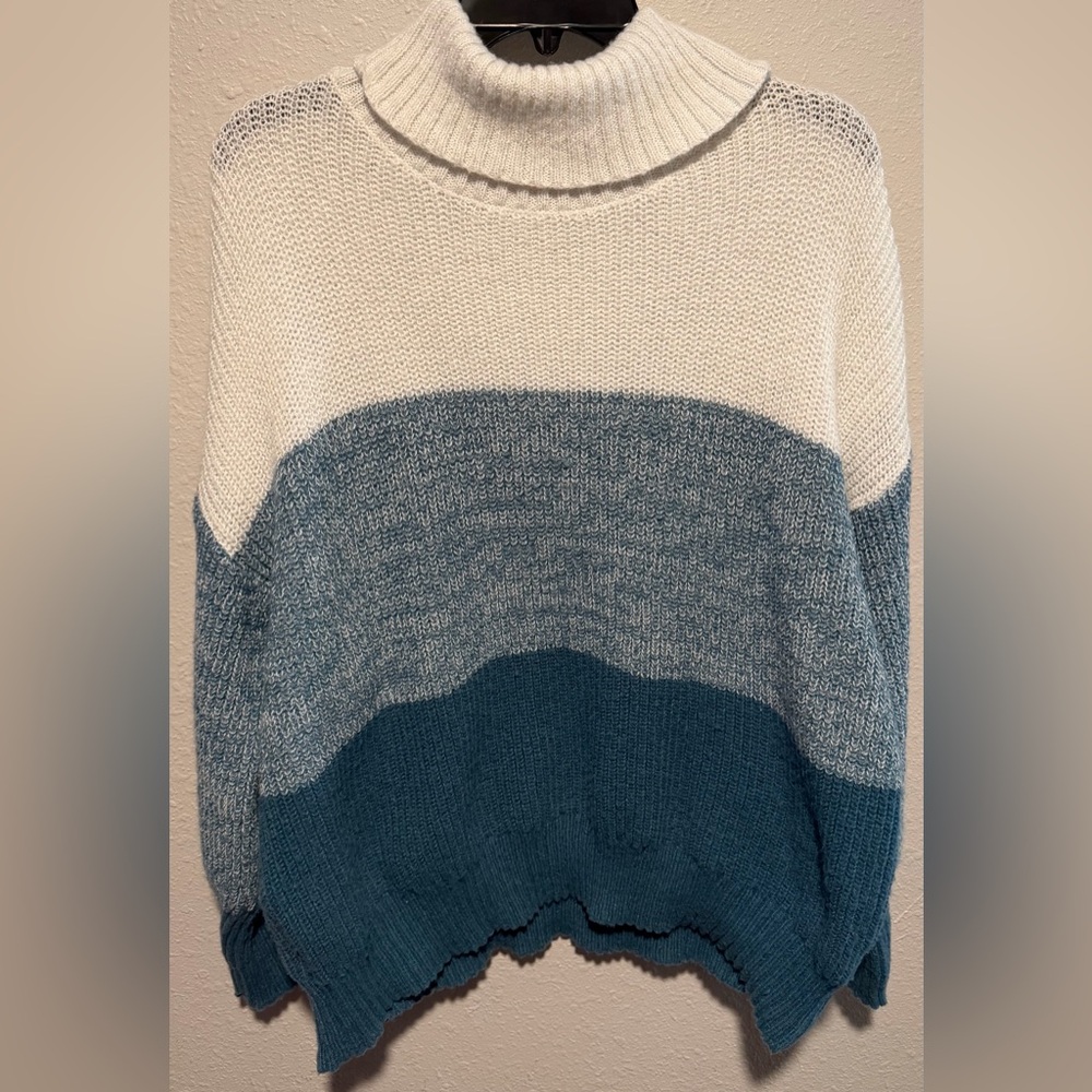 White and Blue Knit Sweater